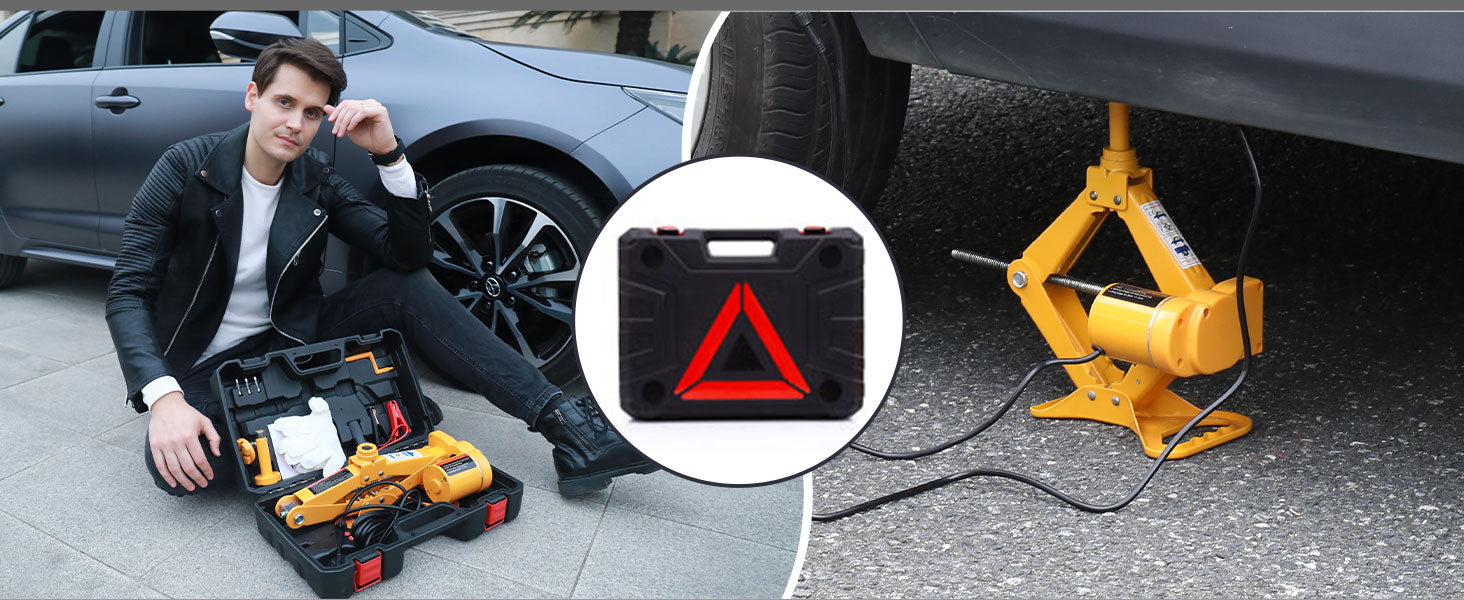 12V DC 150W Electric Floor Jack Lift Upto 3 Ton Weight | Scissor Jack Tool KIt (Height Upto 16.5 Inches)