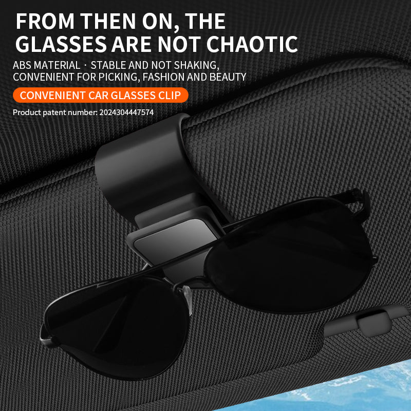 Magnetic Sunglasses Holder for Car Sun Visor, Leather Eyeglass Clip Mount, Sun Glasses Hanger with Card Ticket Cash Organizer, Universal Auto Interior Accessories for Vehicles
