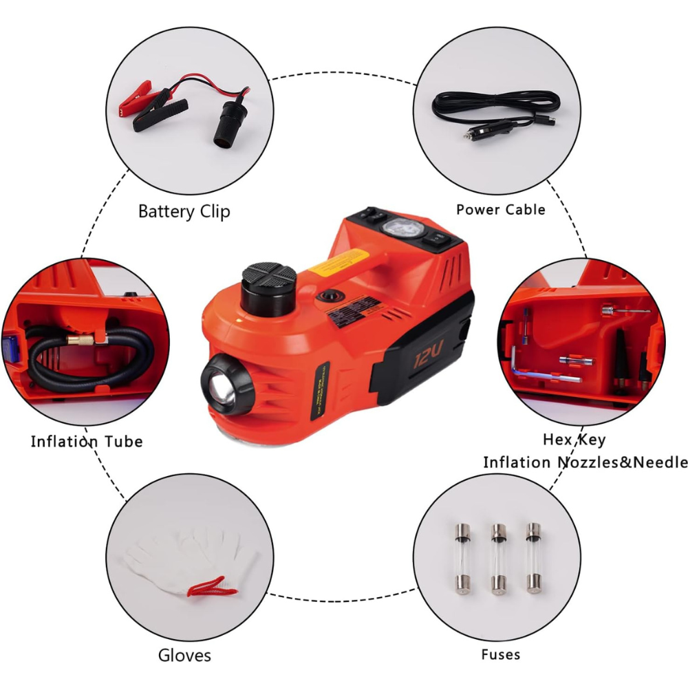 DC 12V JCJI5T 5Tons Electric Hydraulic Car Jack With Inflator Pump