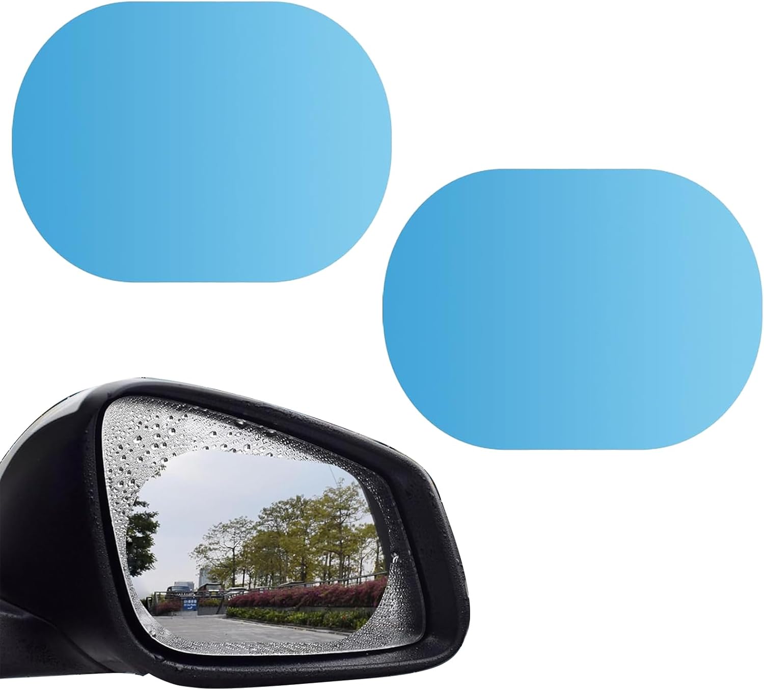 Car Rear View Mirror Rainproof Film | Anti Fog HD Side Mirror Protector | Waterproof, Anti Glare, Anti Scratch Clear Protective Sticker for Cars | Universal Fit 100x145mm | Pack of 2