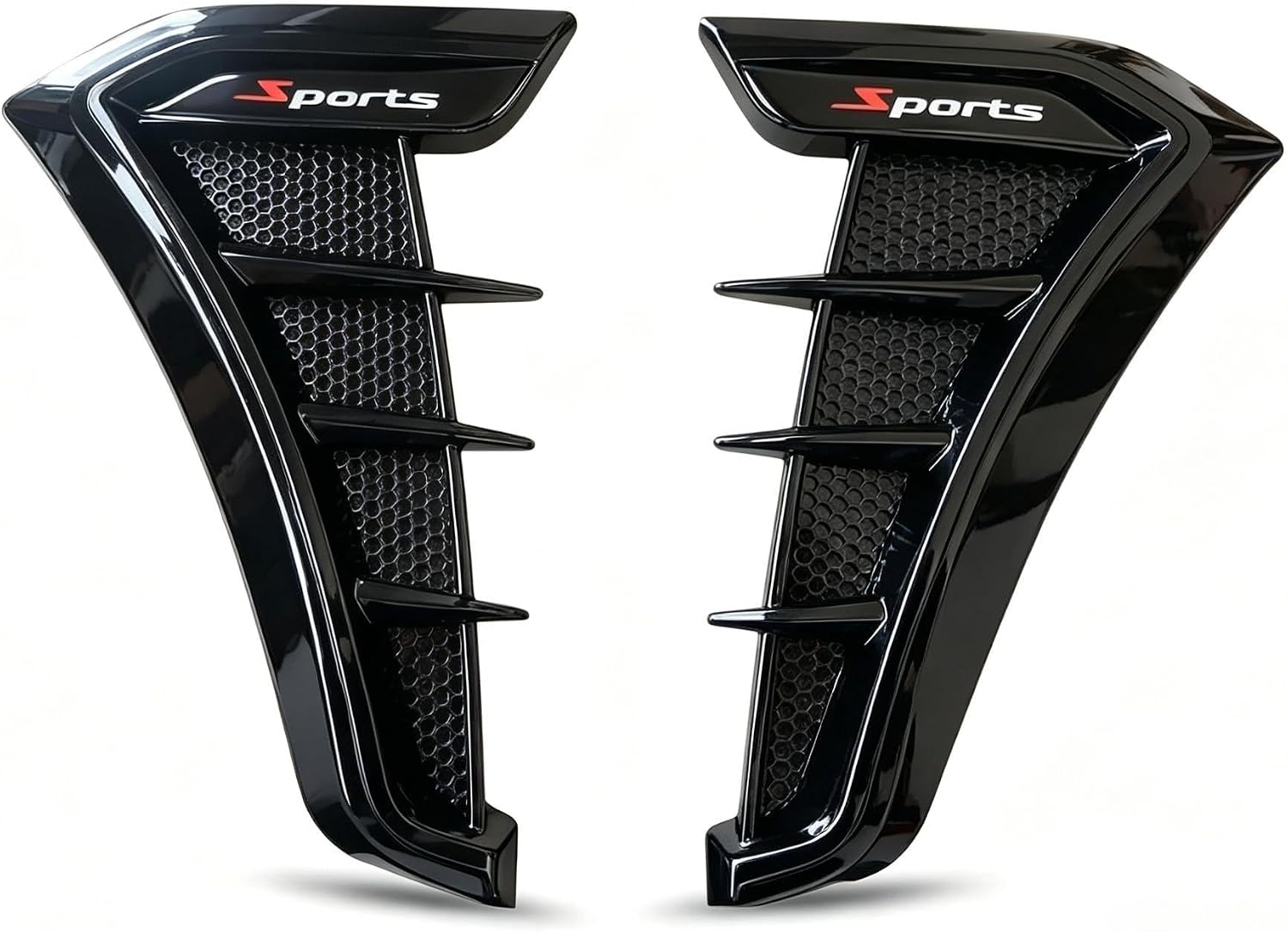 2 PCS Car Fender Side Vents, 3D Shark Gill Sporty Side Air Intake Decorative Trim, TPU Anti-scratch Protective Decal, Self-adhesive Modification Accessory for Most Cars (Black)