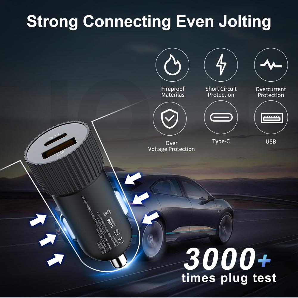 USB 48W Car Charger for iPhones, Android Phones