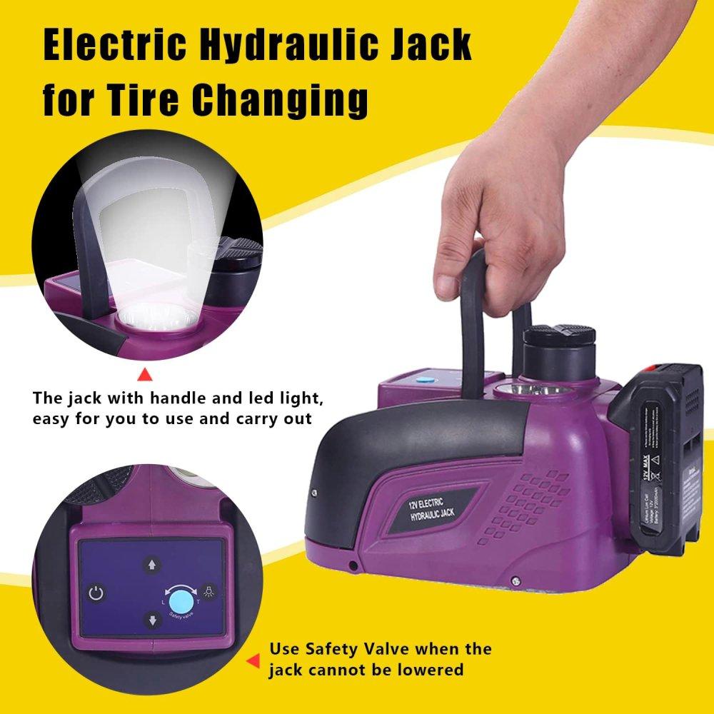 12V DC Cordless Electric Hydraulic Car Jack set– 5 Ton