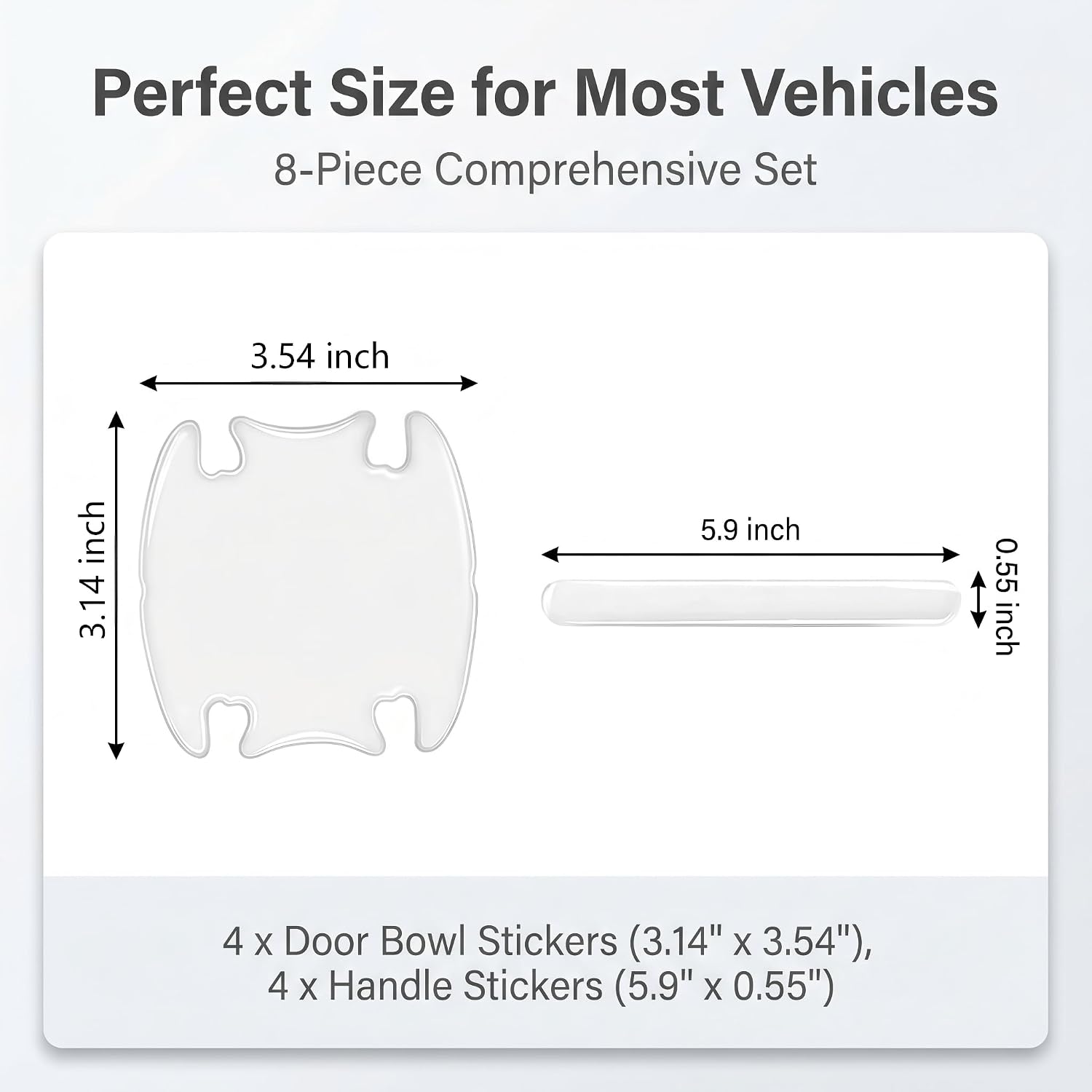 8PCS Car Door Handle Scratch Protectors, Carbon Fiber Car Door Handle Bowl Sticker, Universal Auto Doors Handles Paint Guard Cover - Transparent