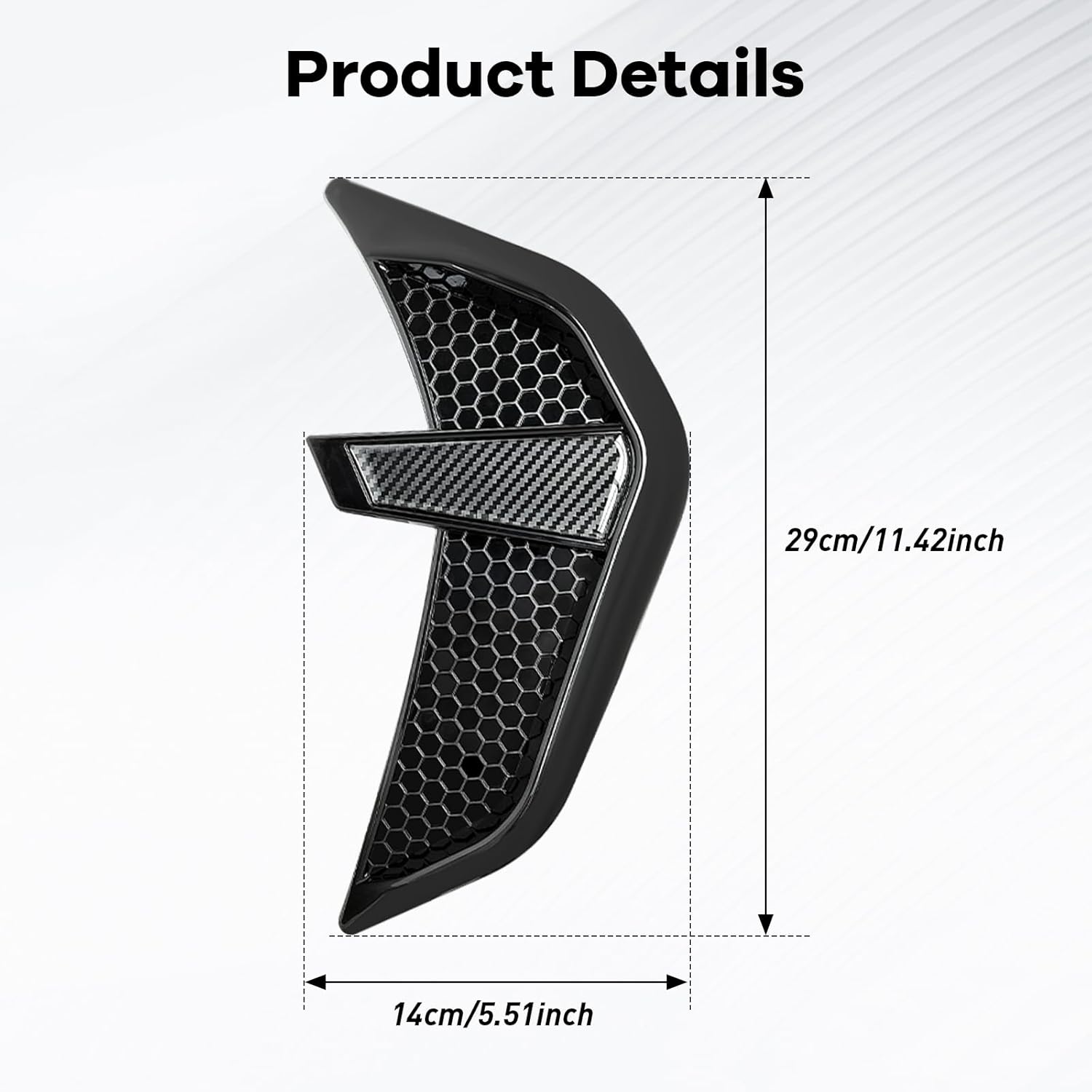 2PCS Carbon Fiber Car Fender Side Vents Decal TPU Dart Shape Decorative Stickers Air Flow Intake Hole Grille Spoiler Universal Automotive Exterior Accessories