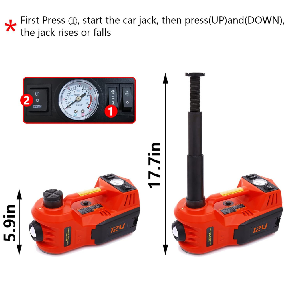 DC 12V JCJI5T 5Tons Electric Hydraulic Car Jack With Inflator Pump