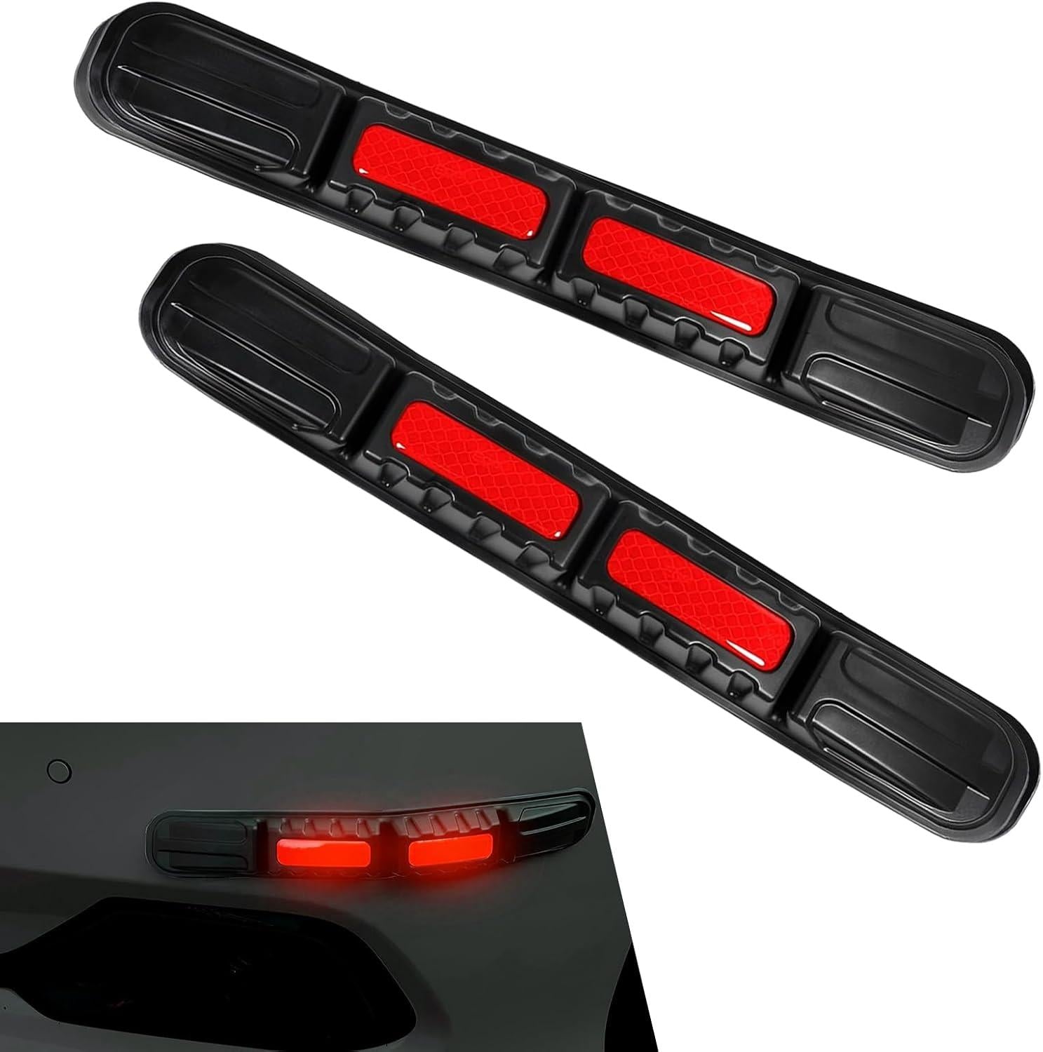 Universal Car Front&Rear Bumper Safe Guard Strip Protector Anti-Collision&Scratch for All Cars and Trucks (2, Red)