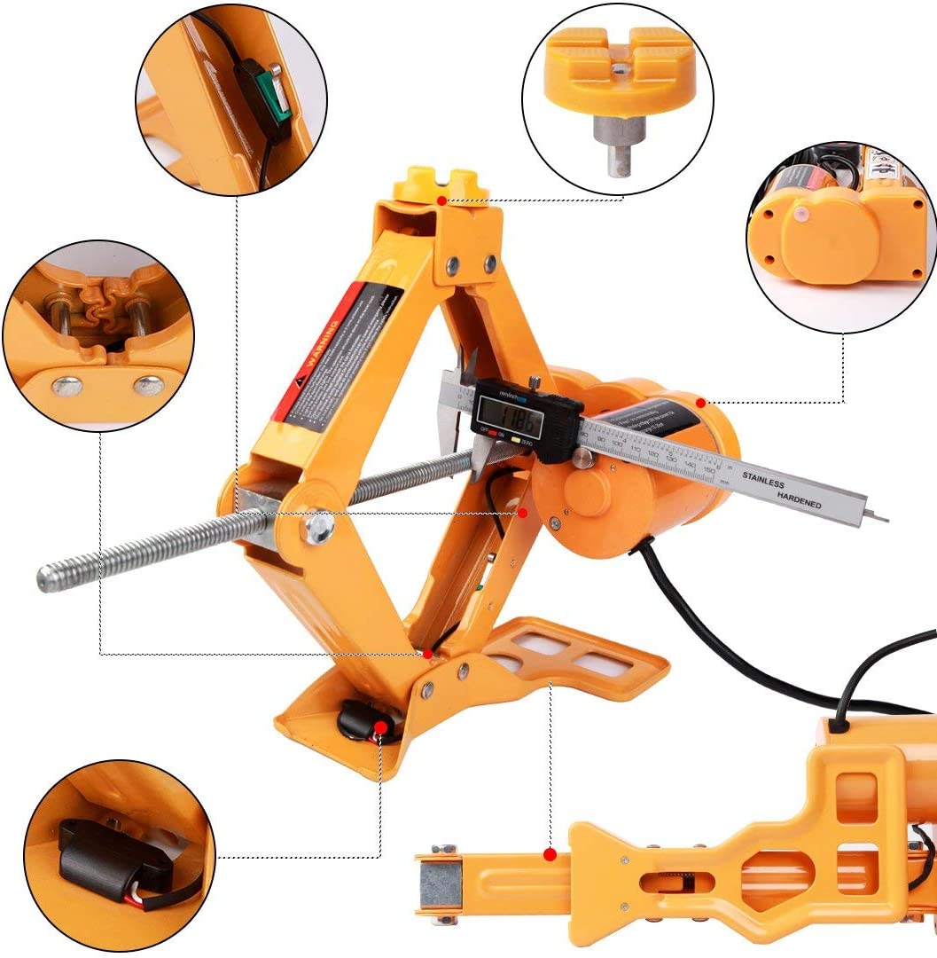 12V DC 150W Electric Floor Jack Lift Upto 3 Ton Weight | Scissor Jack Tool KIt (Height Upto 16.5 Inches)