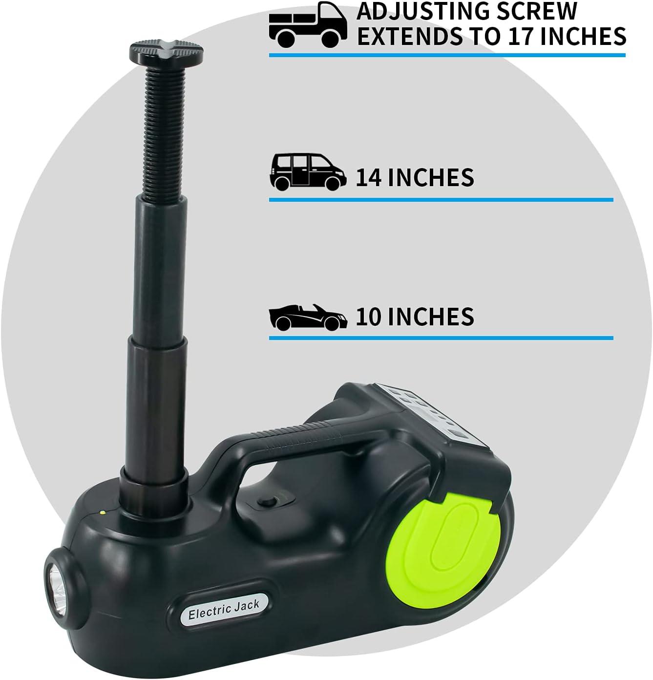 Electric Car Jack, 5 Ton Hydraulic Kit With Impact Wrench with Digital Display, 6.1"-17.7" Lifting Range
