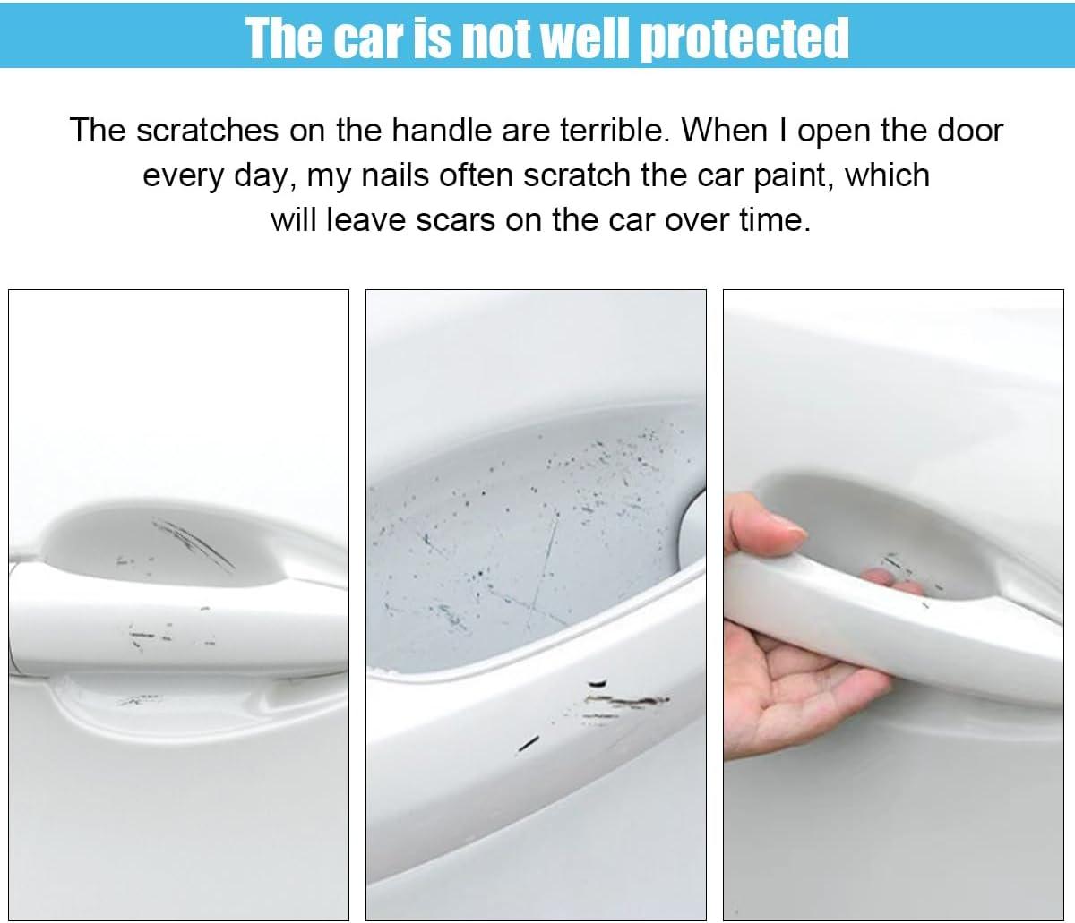 8PCS Car Door Handle Scratch Protectors, Carbon Fiber Car Door Handle Bowl Sticker, Universal Auto Doors Handles Paint Guard Cover, Doors Handles Cup Protective Film for Cars (Black)