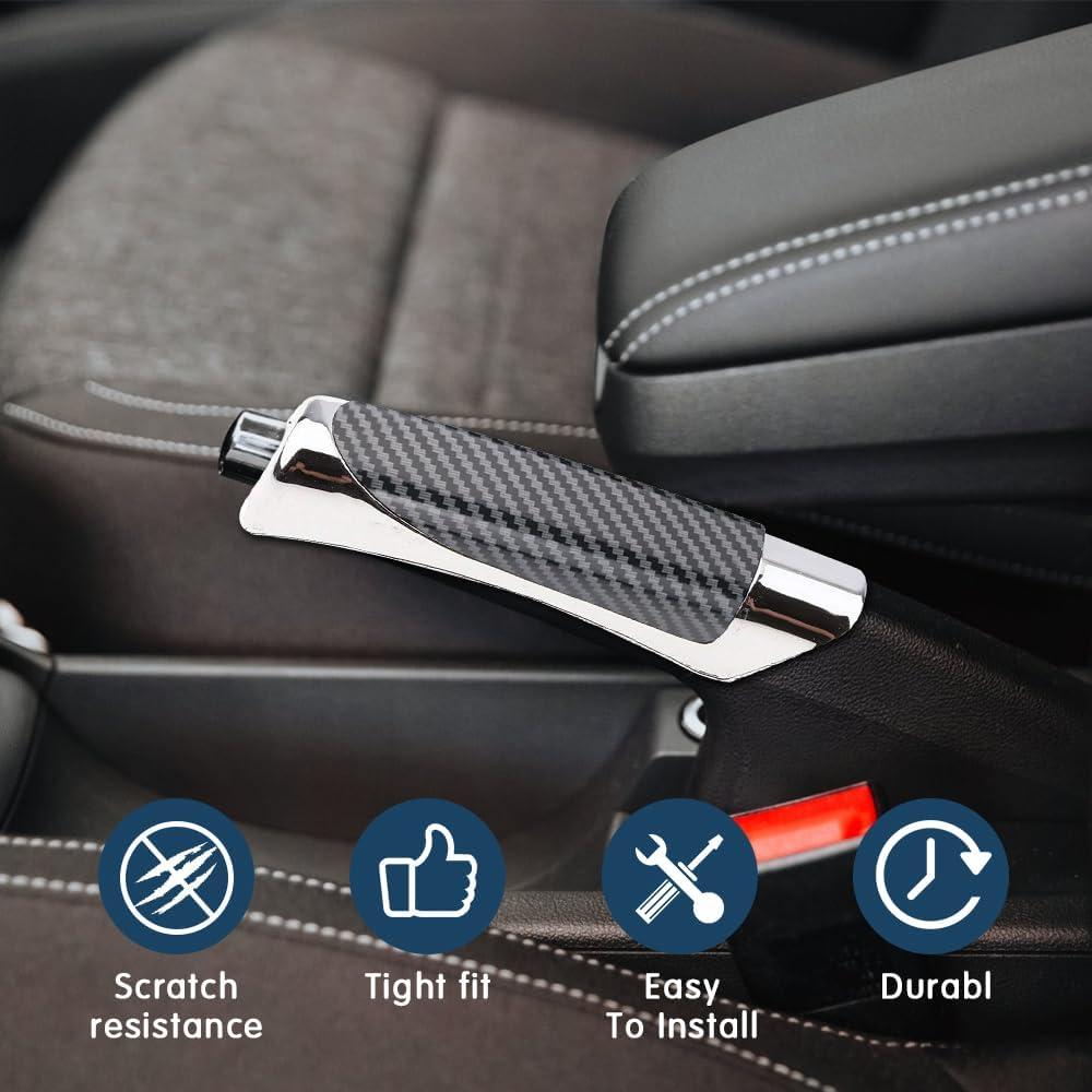 Car Handbrake Cover, ABS Parking Handbrake Decorative Cap with Comfortable Grip, Auto Handbrake Grip Cover, Universal Vehicle Interior Decor Accessories for Most Cars