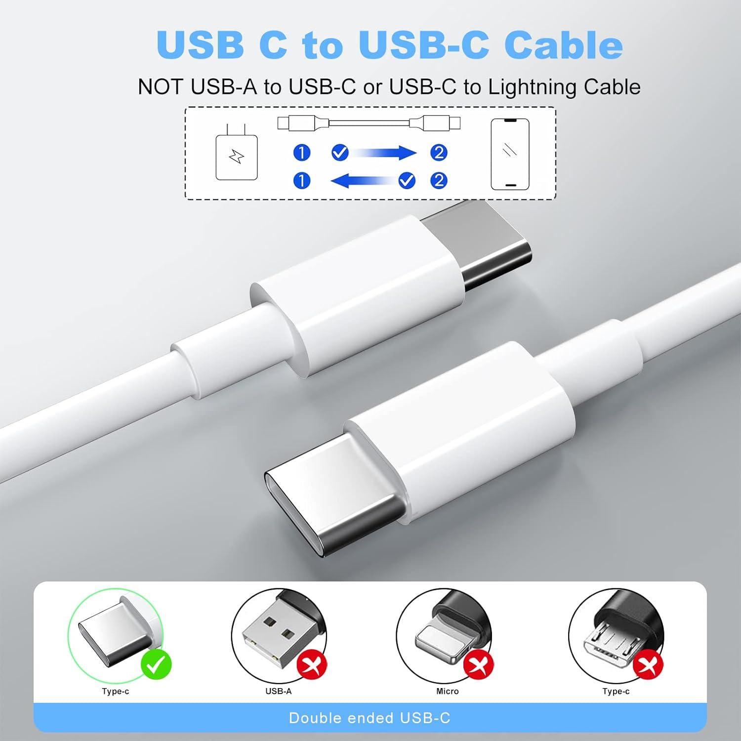 Type C to Type C Smartphone Cable (2 Pack) 3.3 ft Smartphone Fast Charger Cord - USB C Cable, Power Delivery Compatible