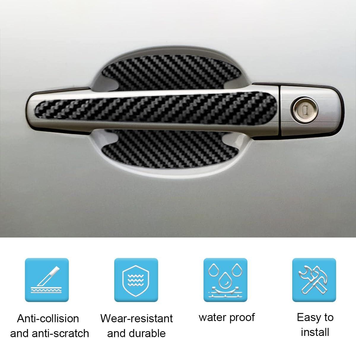 8PCS Car Door Handle Scratch Protectors, Carbon Fiber Car Door Handle Bowl Sticker, Universal Auto Doors Handles Paint Guard Cover, Doors Handles Cup Protective Film for Cars (Black)