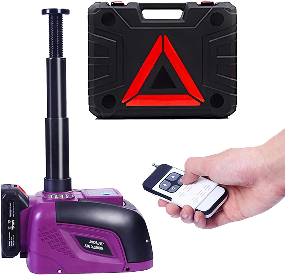 DC 12V Electric Hydraulic Cordless Car Jack with Remote Operated and Battery Powered Tire Inflator and LED Light Car Tyre Kit |Weight Capacity 5 Ton | JCJC5T (Height Upto 17.7 Inches)