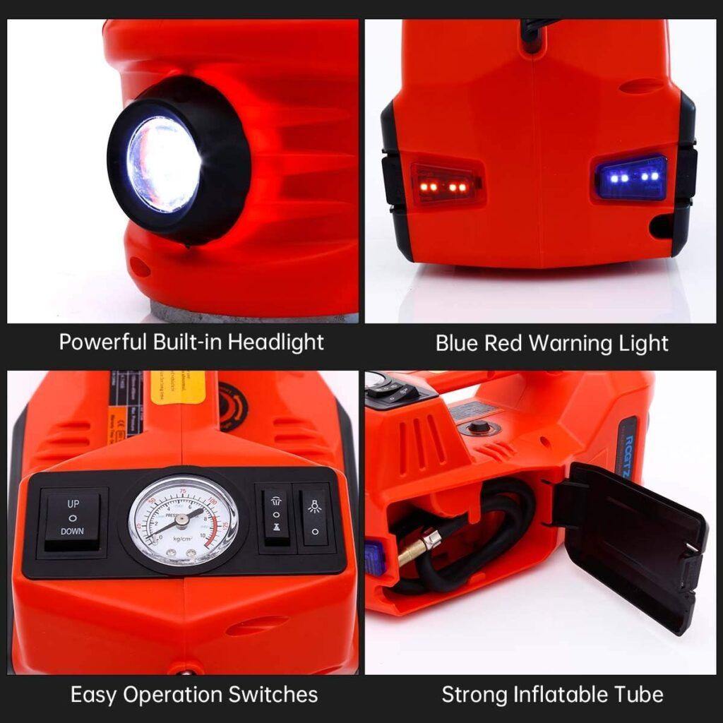 12V DC 3 Tons Electric Hydraulic 6-in-1 Car Jack Set with Impact Wrench for All Cars Use