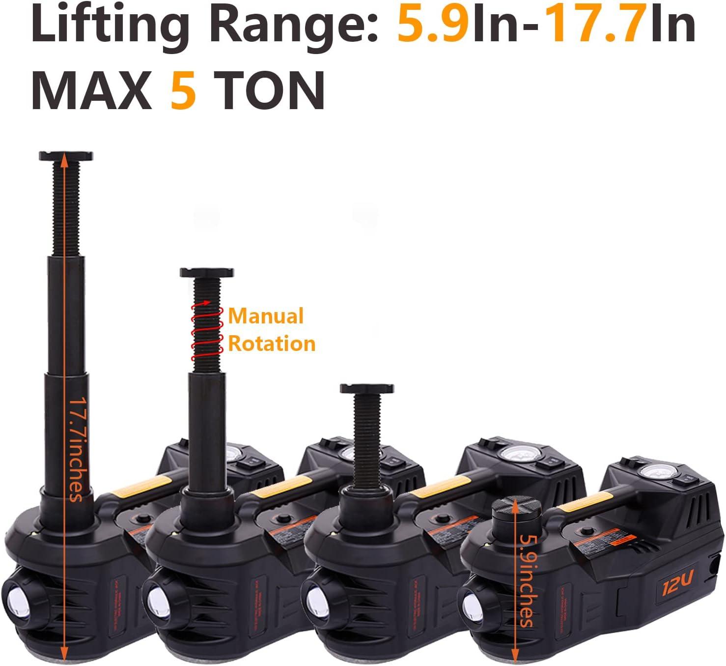 DC 12V Electric Hydraulic 6-in-1 Car Jack Set with Impact Wrench for All Cars Use