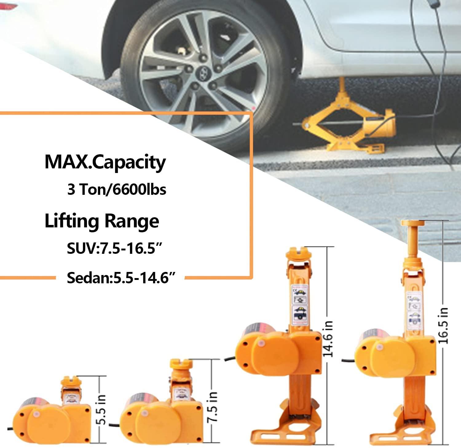 12V Electric Car Scissor Jack Set with Impact Wrench 3 Ton All-in-one for All Cars