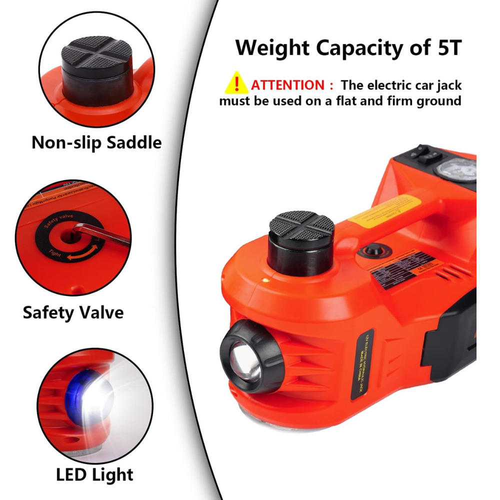 DC 12V JCJI5T 5Tons Electric Hydraulic Car Jack With Inflator Pump