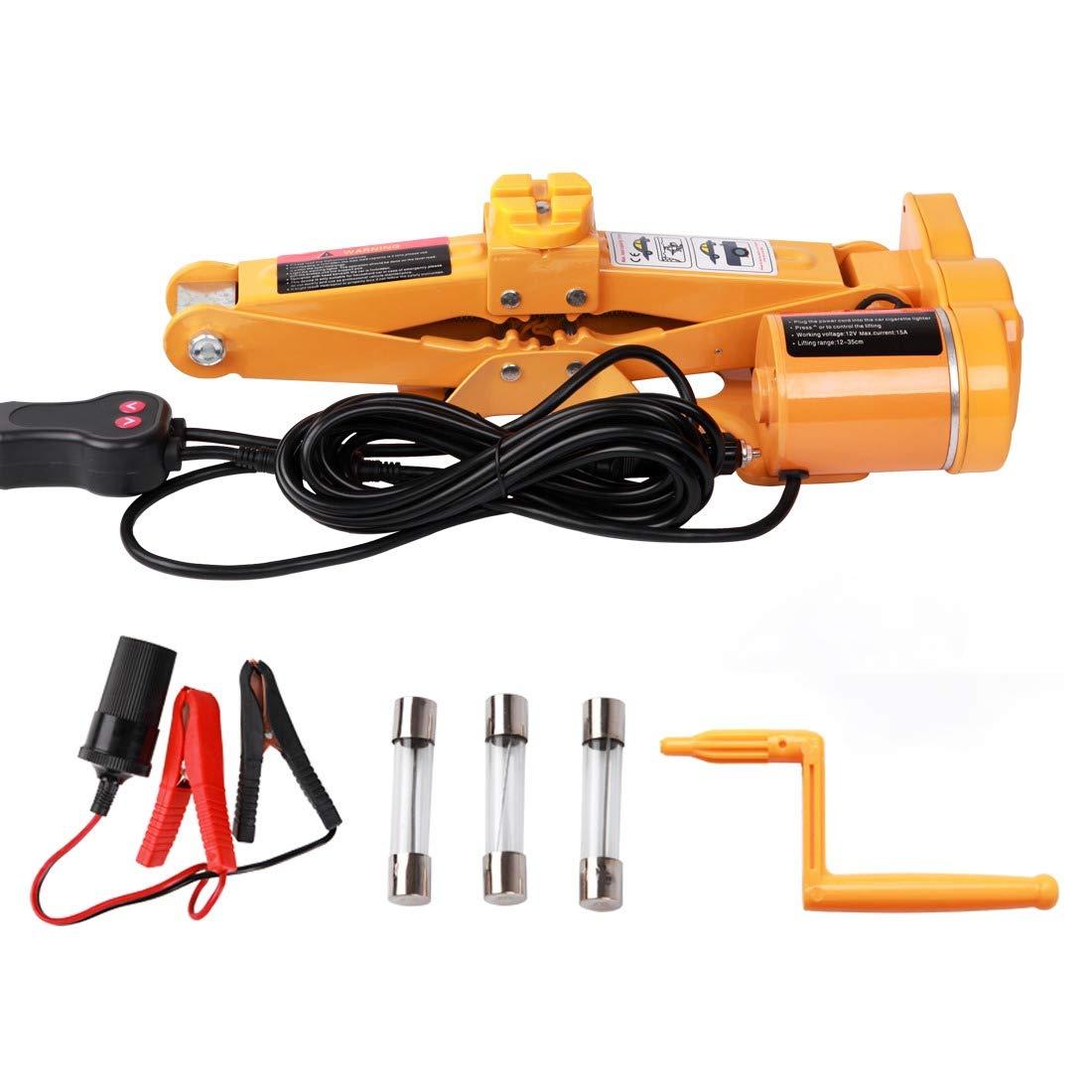 Electric Car Floor Jack Set 3 Ton 2-in-1 Automatic 12v Scissor Lift Jack with Impact Wrench for Tire Change Replacement for All Cars – 12 Months Warranty