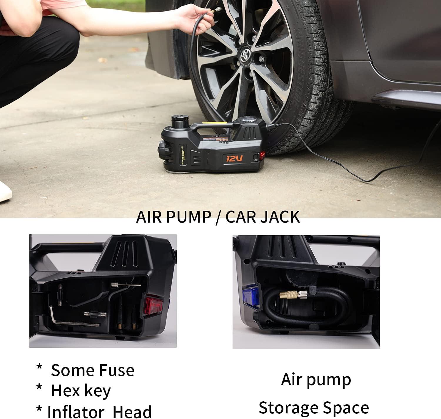 DC 12V Electric Hydraulic car Floor Jack with Digital Inflator for Vehicle Emergencies - 24 Months Warranty