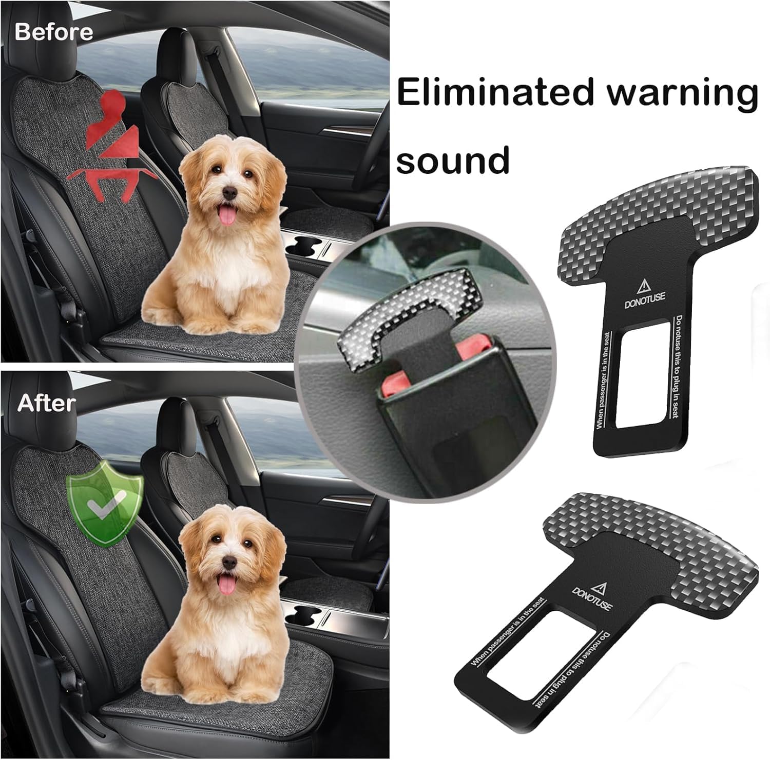 Universal Seat Belt Buckles Noise stopper 2 Peices (Set of 2x2) textured