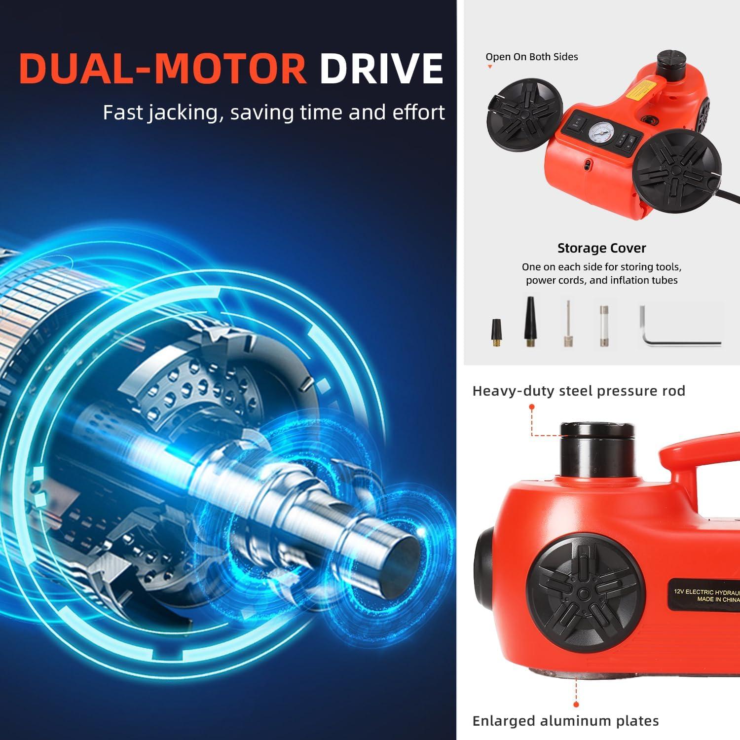 5 Ton Electric Hydraulic Car Jack Kit with Impact Wrench Lift for Tire Change and Road Emergencies