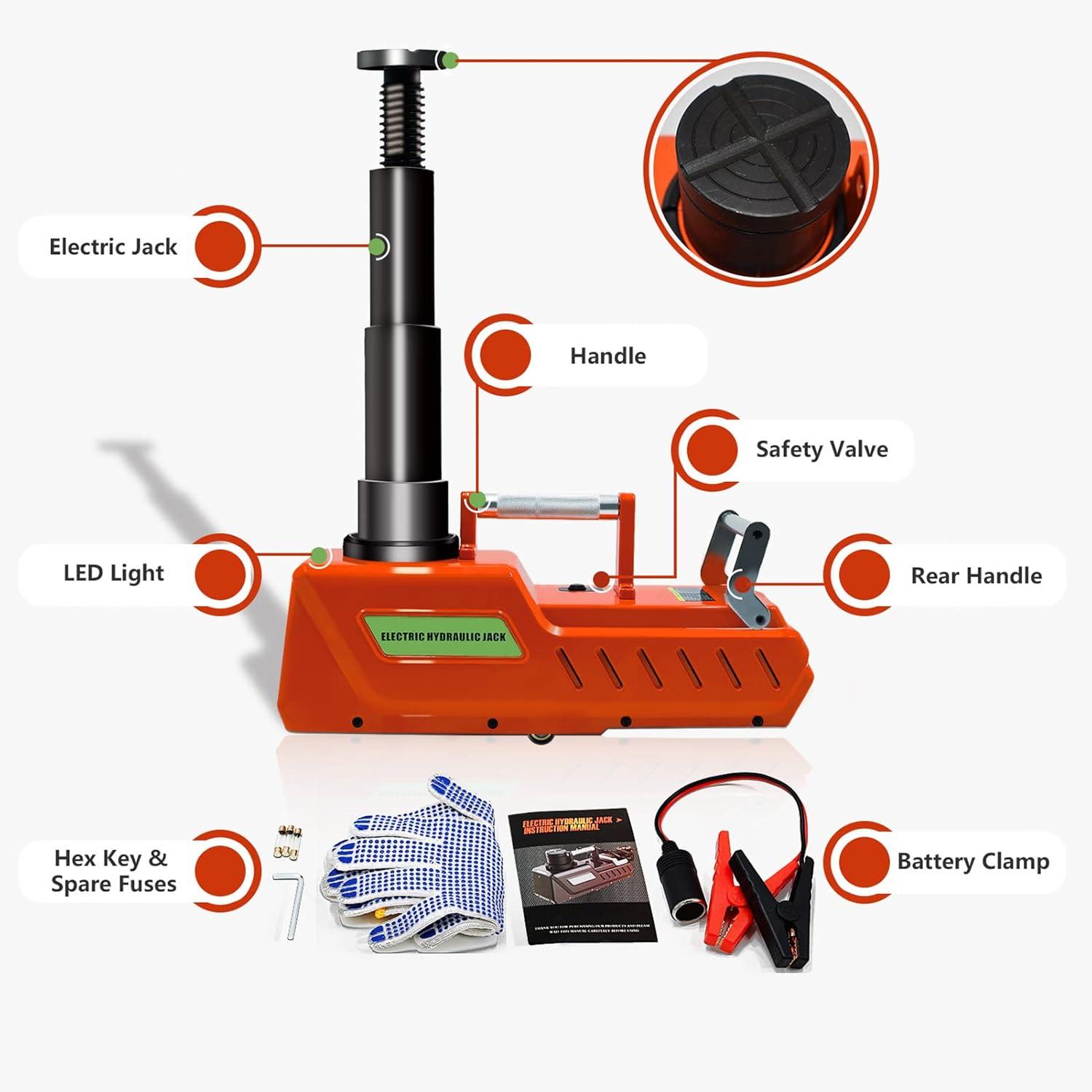 Electric Car Jack 10 Ton Capacity DC12V All Metal Hydraulic Jack for All Cars