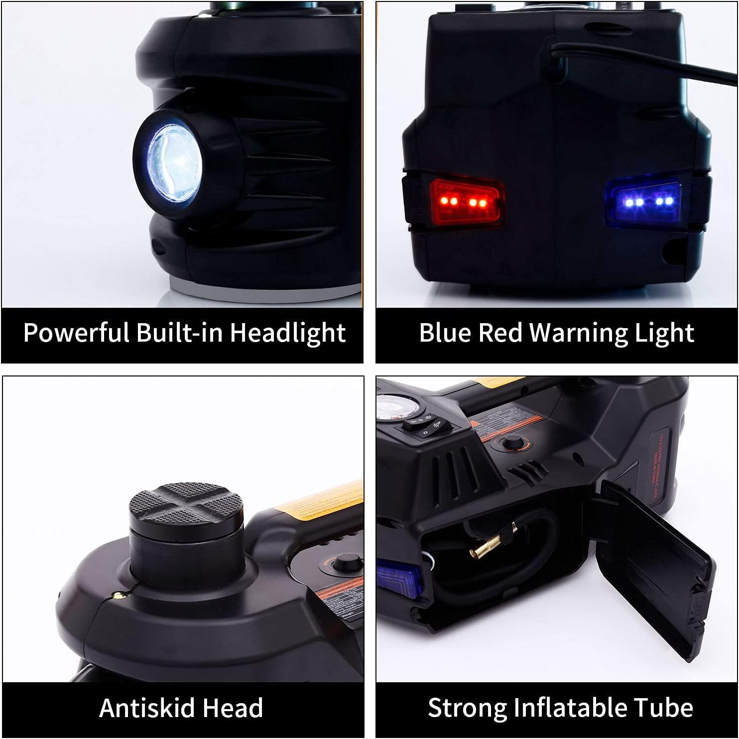 5 Tons 4-in-1 DC 12V Electric Hydraulic Car Jack with LED, Inflator pump and Safety Hammer