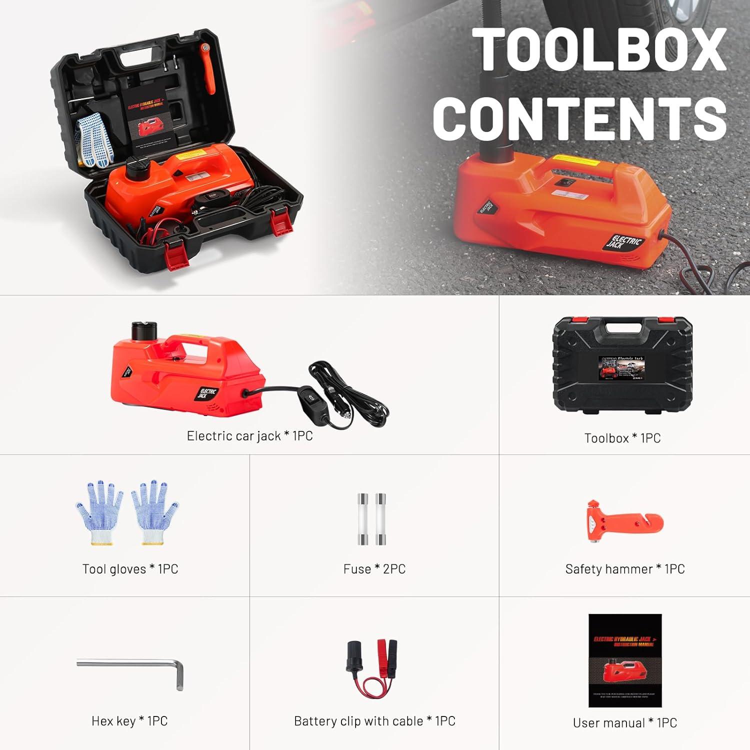 DC 12V 450mm 5 Tons Electronic Hydraulic Car Jack with Box - 24 Months Warranty