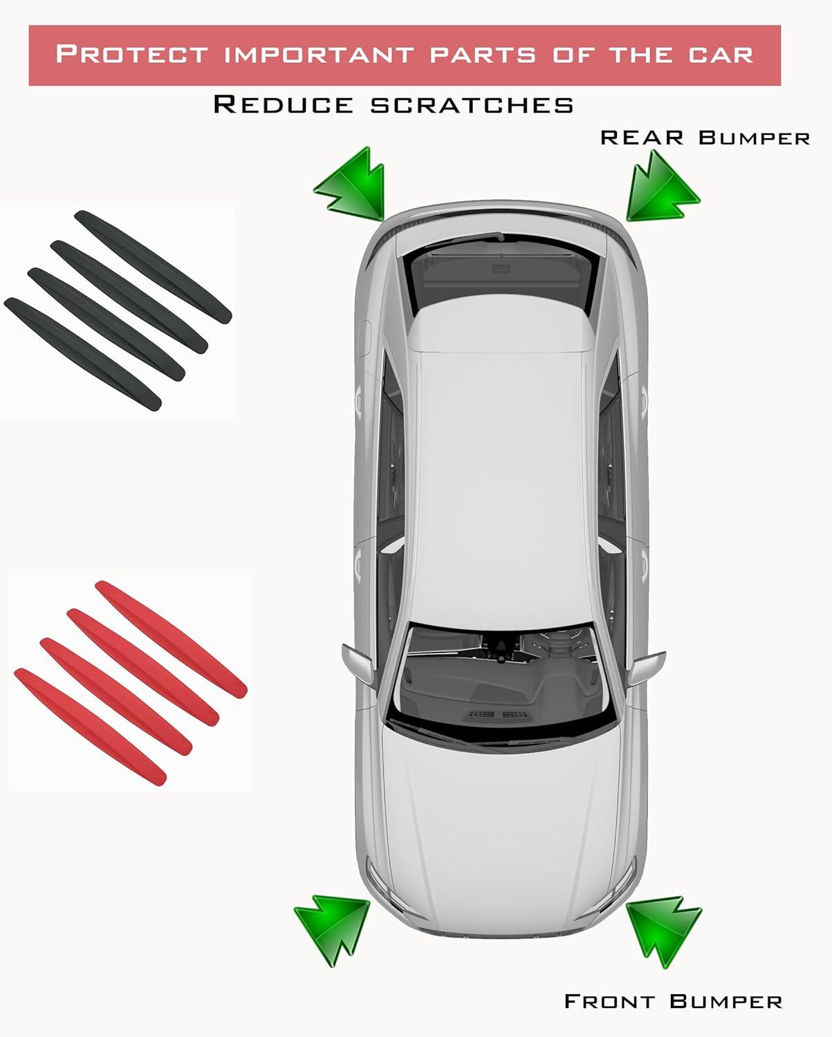 4 Pack Car Bumper Guard, Universal Rubber Protector for SUV - Front/Rear Anti Collision & Scratch Guard Strip