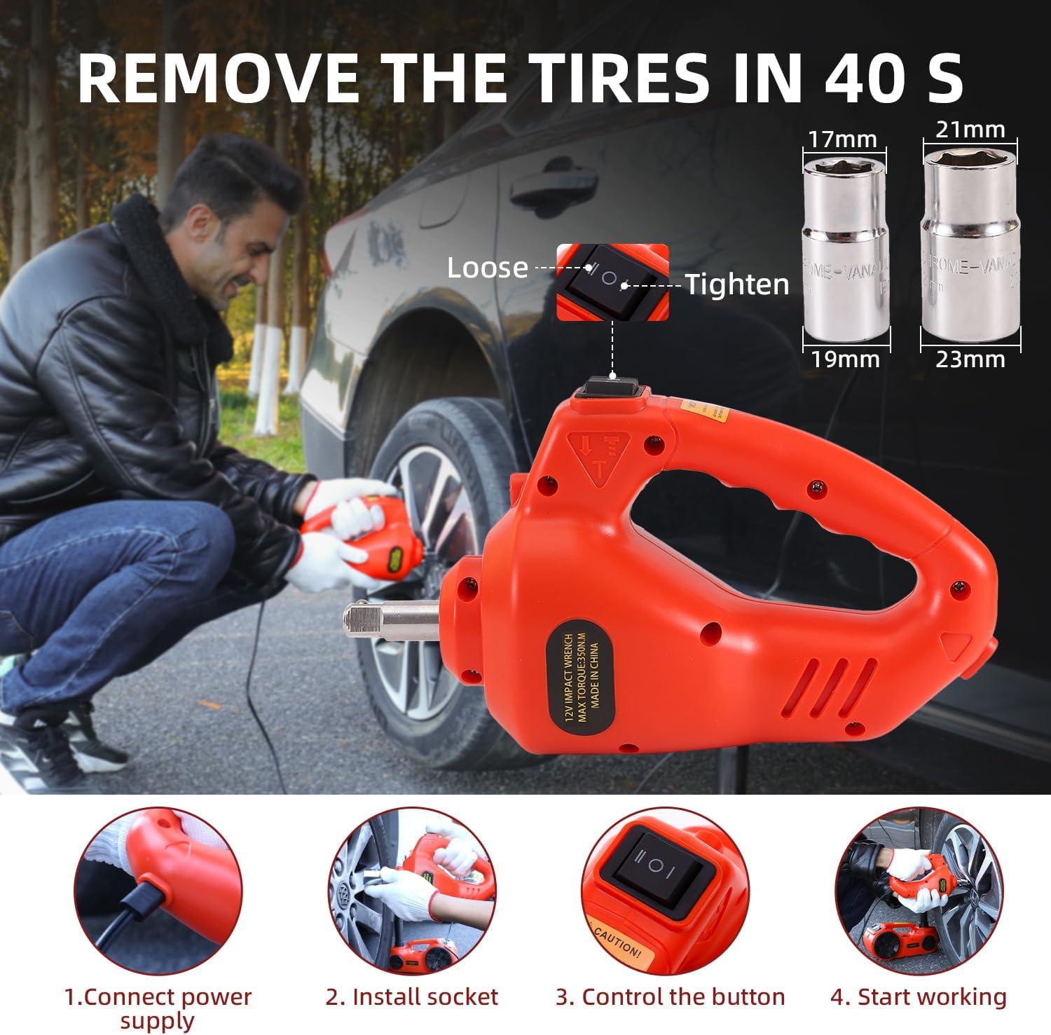 5 Ton Electric Hydraulic Car Jack Kit with Impact Wrench Lift for Tire Change and Road Emergencies