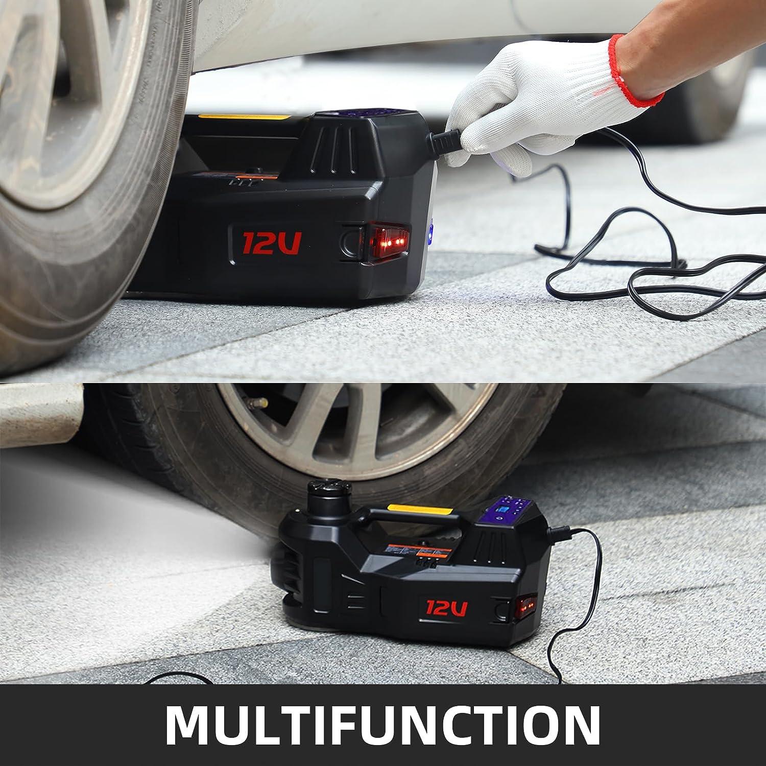 12V DC 5 Tons Electric Hydraulic car Floor Jack with Digital Inflator for Vehicle Emergencies - 18 Months Warranty