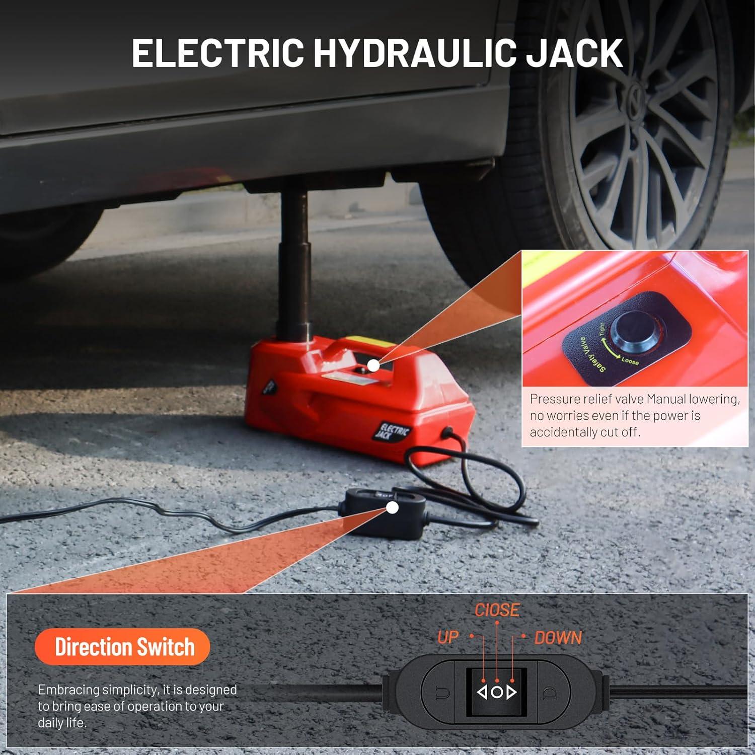 DC 12V 450mm 5 Tons Electronic Hydraulic Car Jack with Box - 24 Months Warranty