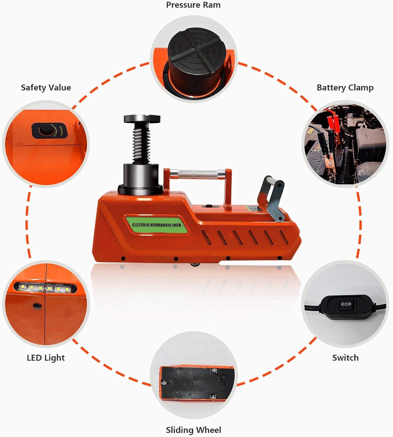 Electric Car Jack 10 Ton Capacity DC12V All Metal Hydraulic Jack for All Cars