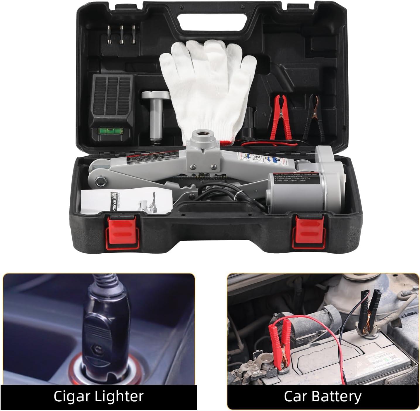 5 Ton 12V DC 2 in 1 Electric Scissor Jack with Impact wrench - 18 Months Warranty