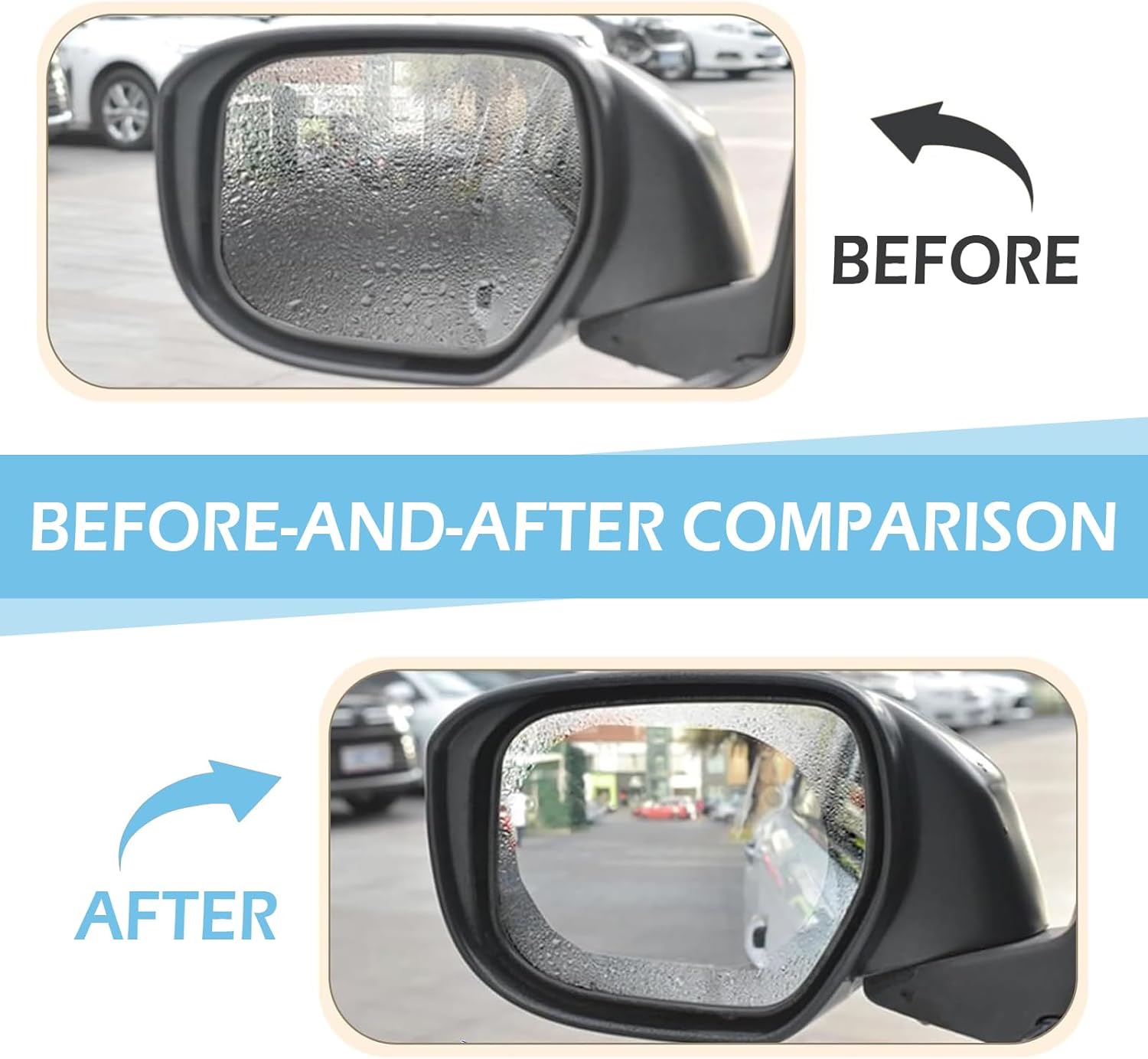 Car Rear View Mirror Rainproof Film | Anti Fog HD Side Mirror Protector | Waterproof, Anti Glare, Anti Scratch Clear Protective Sticker for Cars | Universal Fit 100x145mm | Pack of 2