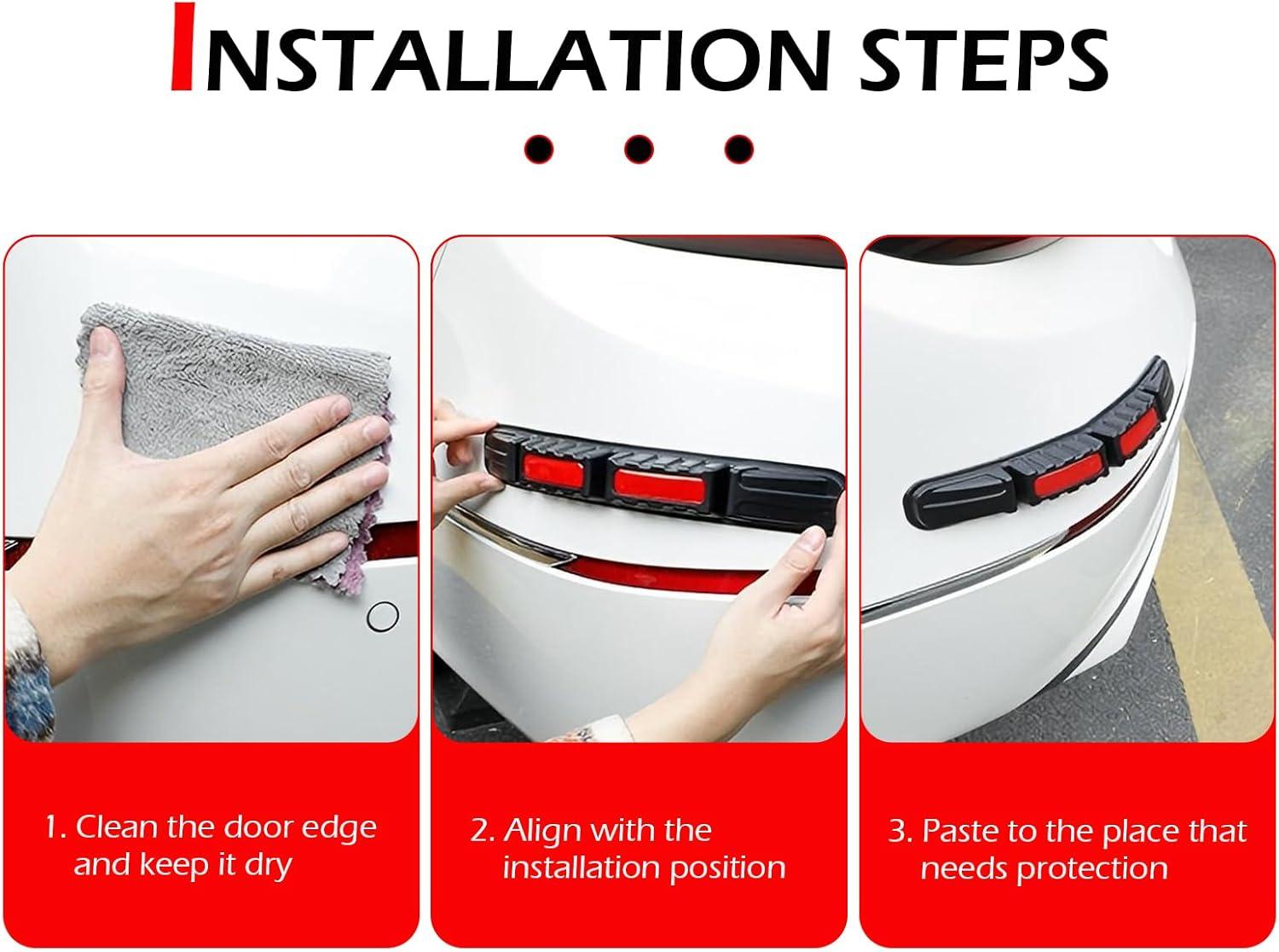 Universal Car Front&Rear Bumper Safe Guard Strip Protector Anti-Collision&Scratch for All Cars and Trucks (2, Red)