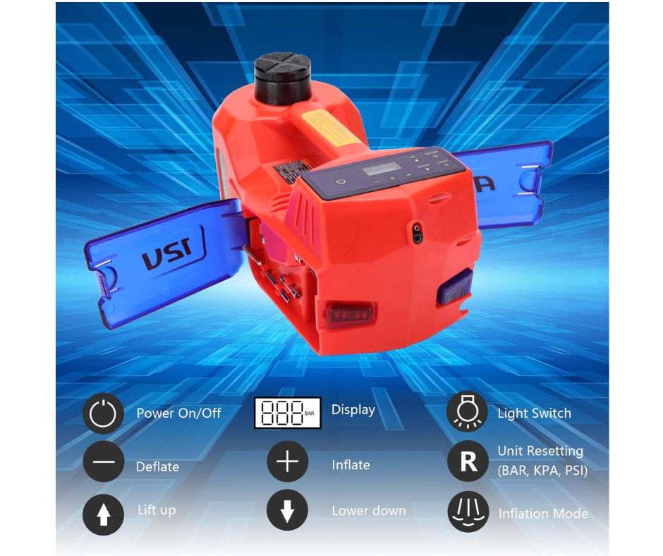 DC 12V Electric Hydraulic car Floor Jack with Digital Inflator for Vehicle Emergencies - 24 Months Warranty
