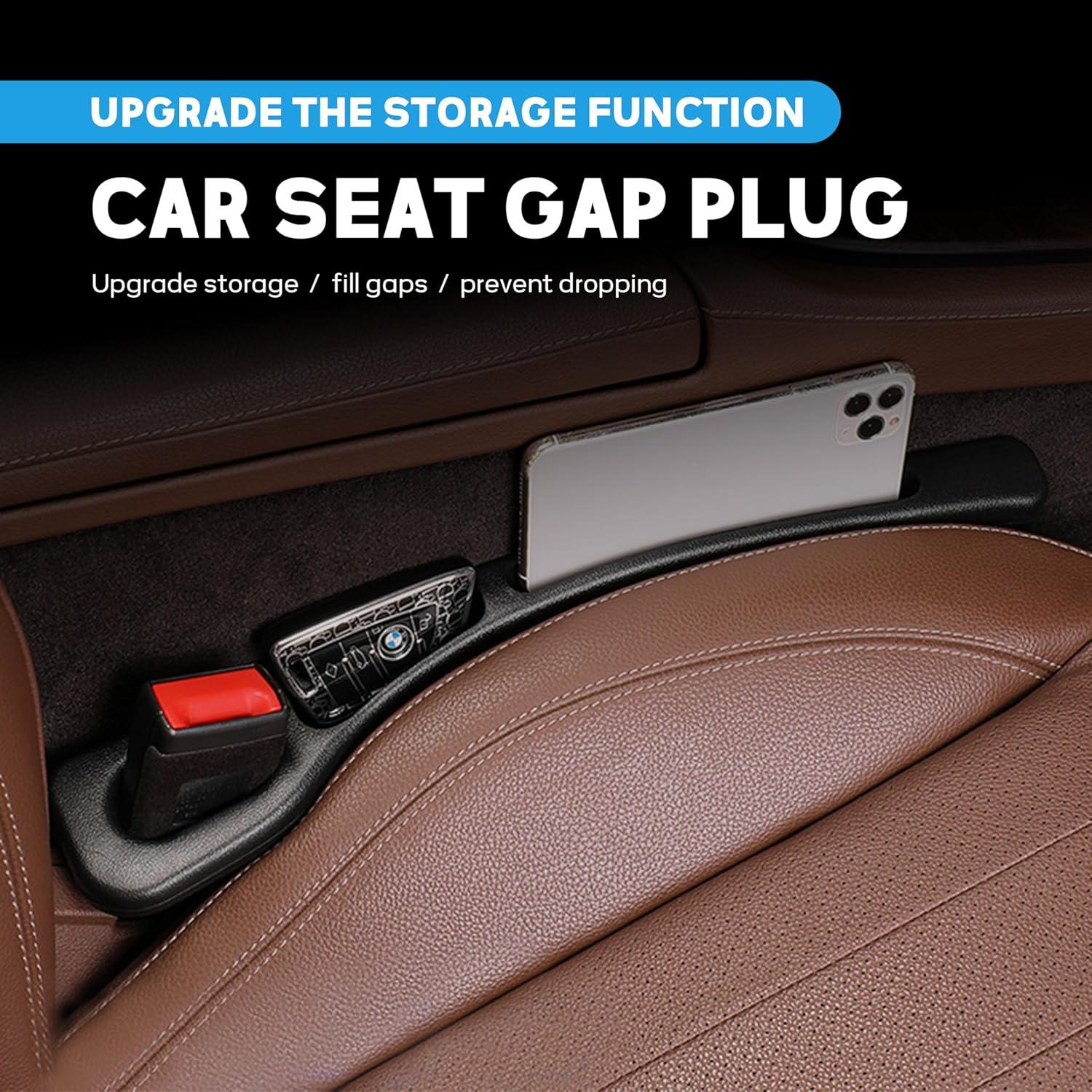 Car Seat Gap Filler, 2-Pack No-Drop Seat Side Gap Seam Filler Organizer with Phone Holder, Universal Fit Fill The Gap Between Seat & Console, Perfect for Car, SUV, Truck