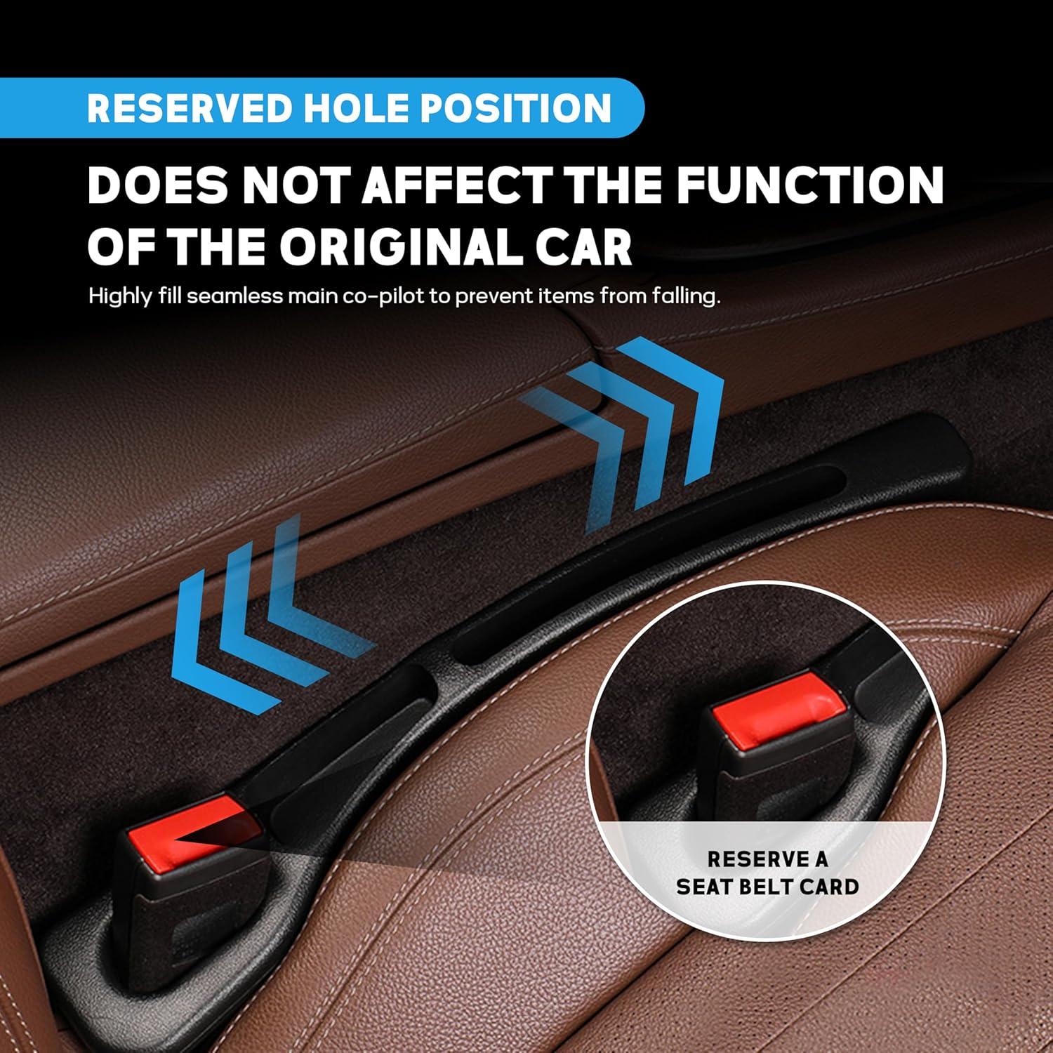 Car Seat Gap Filler, 2-Pack No-Drop Seat Side Gap Seam Filler Organizer with Phone Holder, Universal Fit Fill The Gap Between Seat & Console, Perfect for Car, SUV, Truck