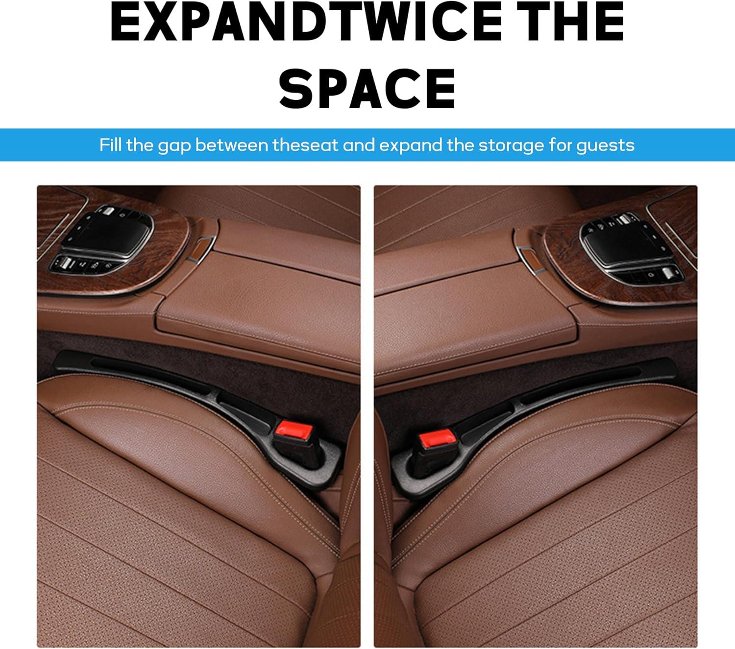 Car Seat Gap Filler, 2-Pack No-Drop Seat Side Gap Seam Filler Organizer with Phone Holder, Universal Fit Fill The Gap Between Seat & Console, Perfect for Car, SUV, Truck