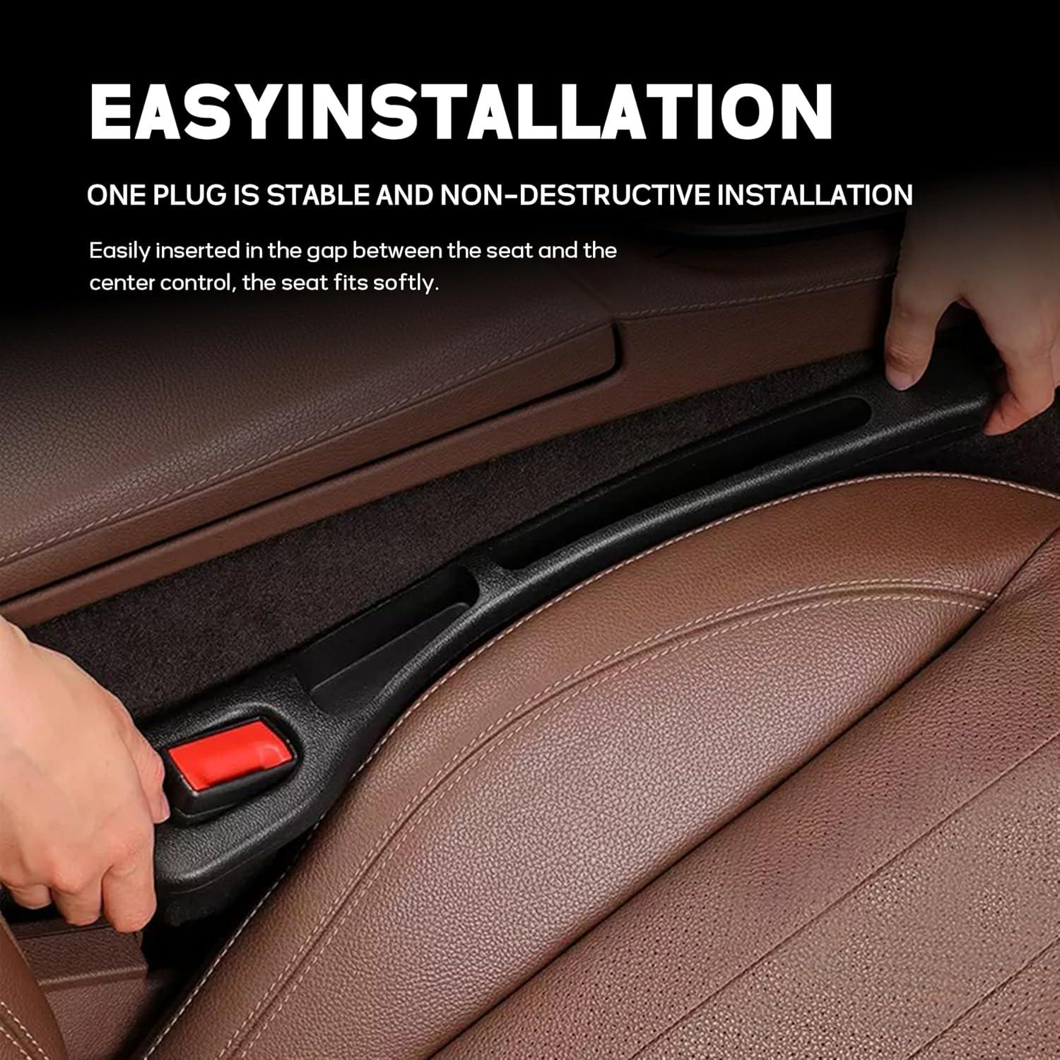 Car Seat Gap Filler, 2-Pack No-Drop Seat Side Gap Seam Filler Organizer with Phone Holder, Universal Fit Fill The Gap Between Seat & Console, Perfect for Car, SUV, Truck
