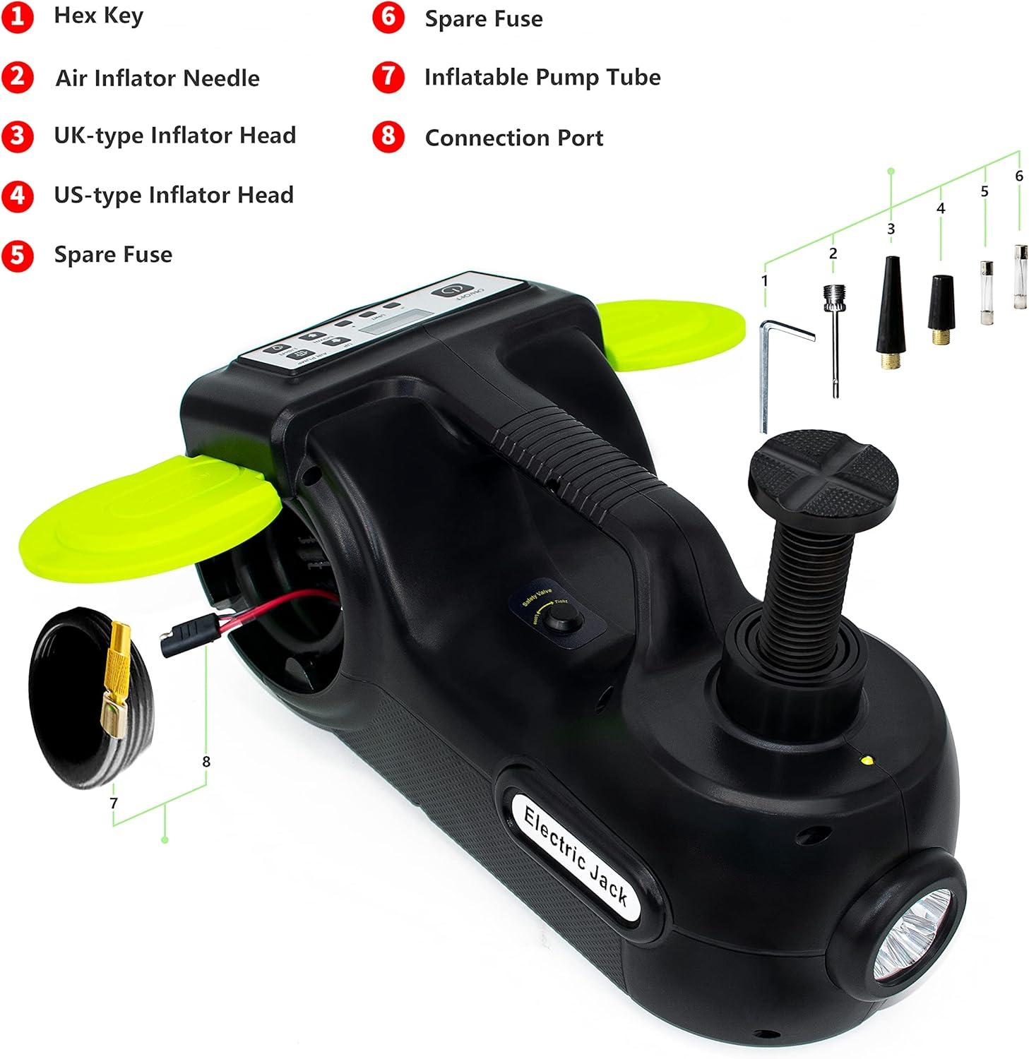 Electric Car Jack, 5 Ton Hydraulic Kit With Impact Wrench with Digital Display, 6.1"-17.7" Lifting Range