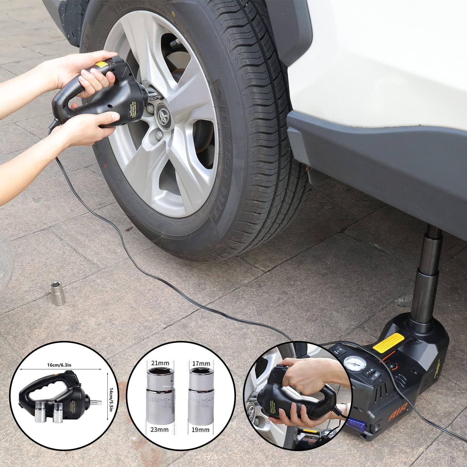 DC 12V Electric Hydraulic 6-in-1 Car Jack Set with Impact Wrench for All Cars Use