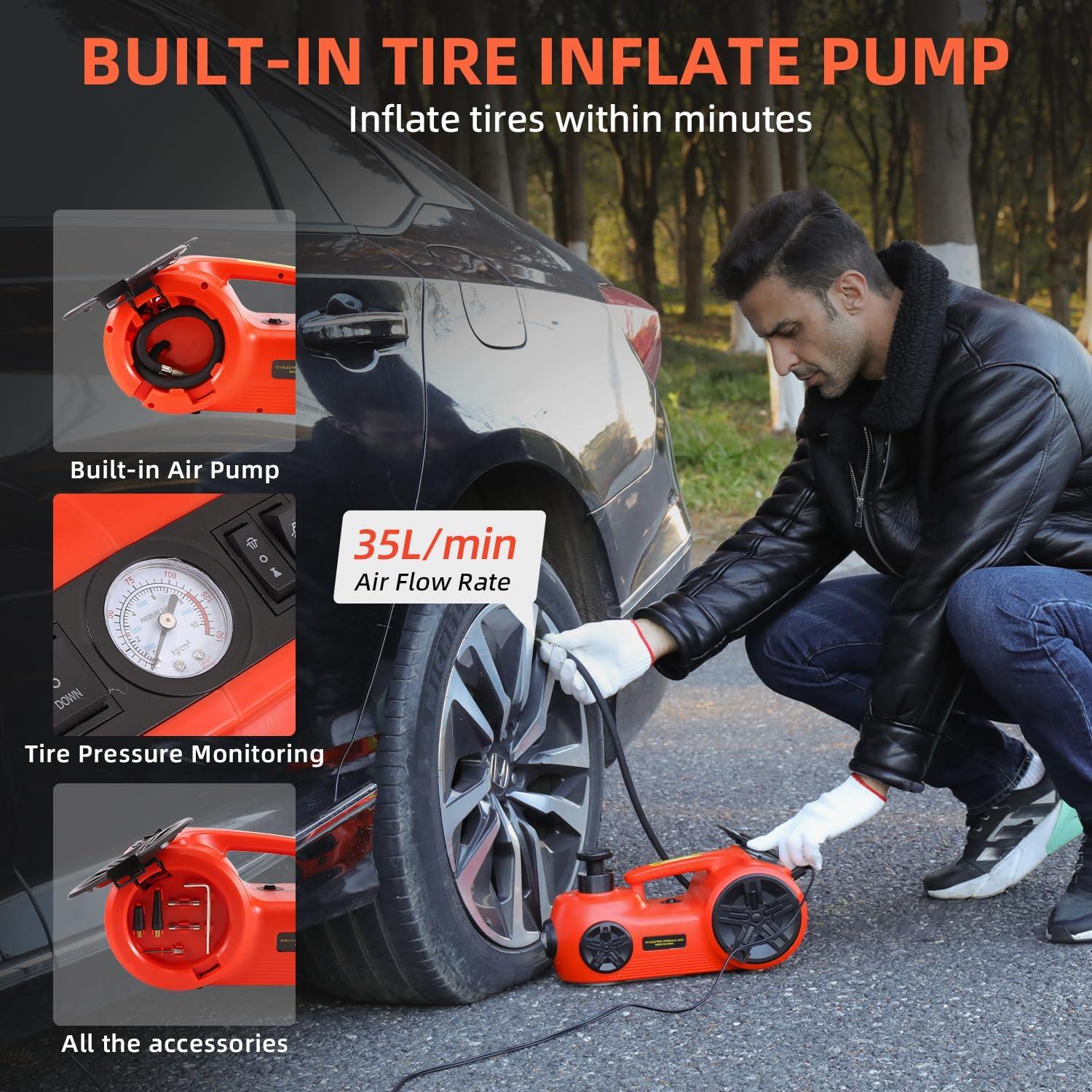 5 Ton Electric Hydraulic Car Jack Kit with Impact Wrench Lift for Tire Change and Road Emergencies