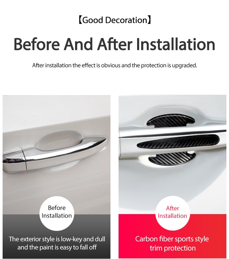 Car Door Handle Cup Protector Reflective Stickers – 8 PCS Universal Carbon Fiber Protection Film