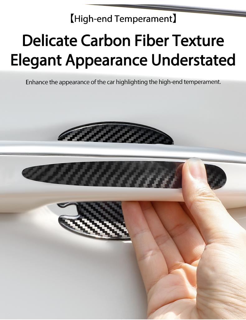 Car Door Handle Cup Protector Reflective Stickers – 8 PCS Universal Carbon Fiber Protection Film