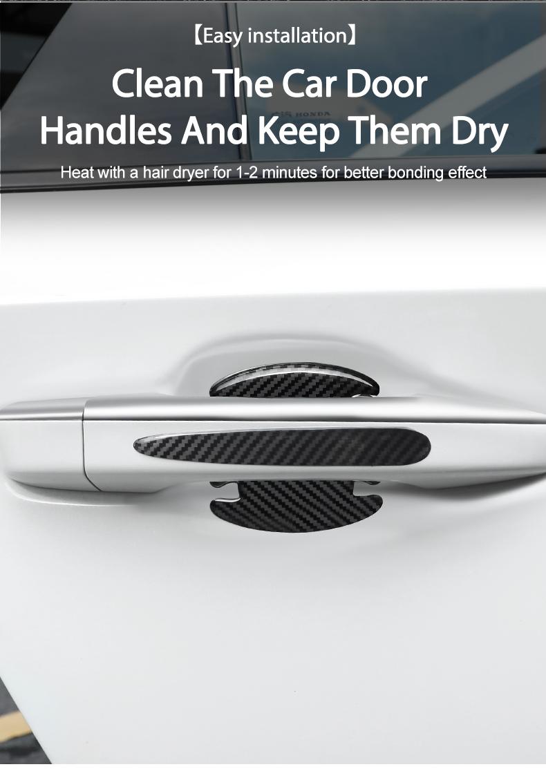 Car Door Handle Cup Protector Reflective Stickers – 8 PCS Universal Carbon Fiber Protection Film