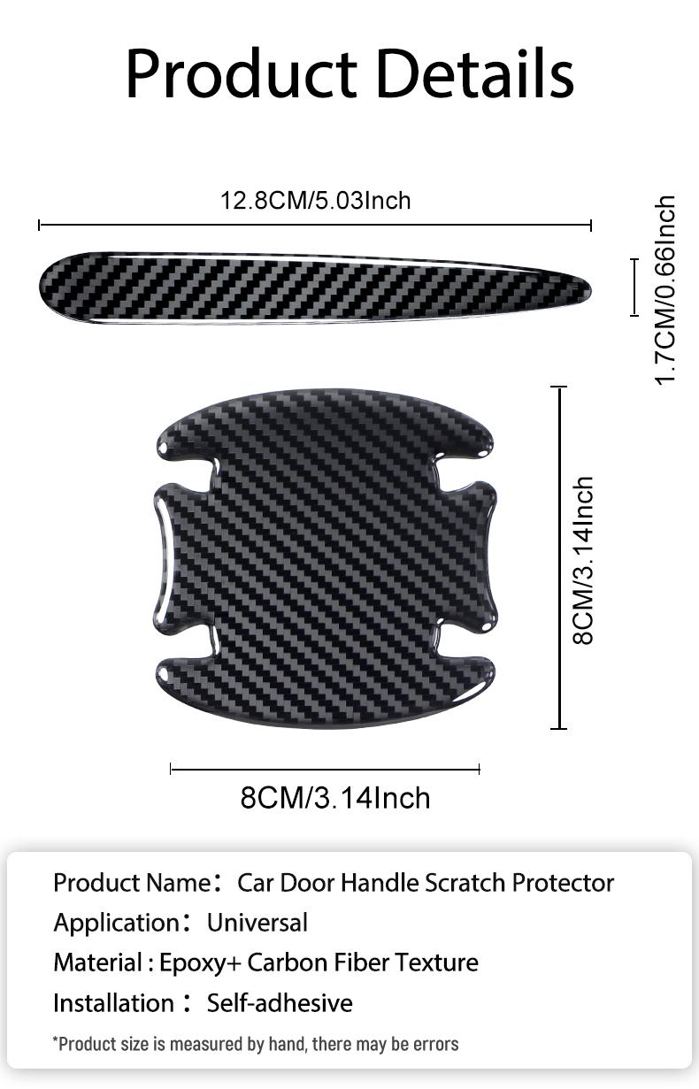 Car Door Handle Cup Protector Reflective Stickers – 8 PCS Universal Carbon Fiber Protection Film