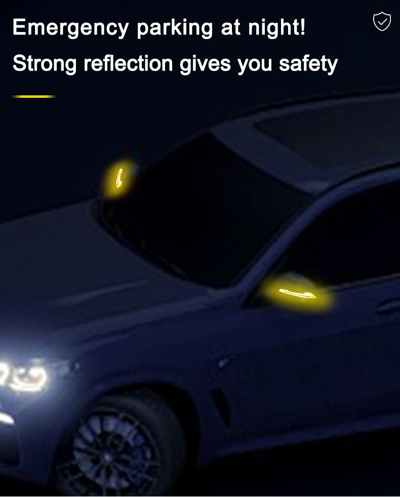 Universal Reflective Rearview Mirror Trim Stickers – Anti-Collision & Anti-Scratch Warning Decals (2PCS)